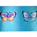 Атлас стрейч світло-бірюзовий раппорт метелики ш.120 оптом