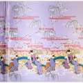 Атлас стрейч светло-фиолетов купон с восточными девушками ш.150 оптом