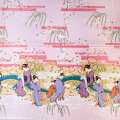 Атлас стрейч блідо-рожевий купон зі східними дівчатами ш.150 оптом