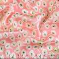 Шовк японський рожевий в біло-зелені квіти ш.150 оптом