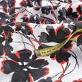 Батист деворе білий в чорно-червоні квіти, ш.140 оптом