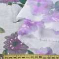 Батист білий з бузковими квітами з органзи деворе ш.150 оптом