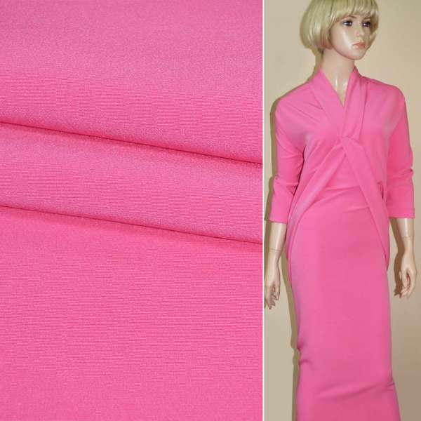 Креп костюмный бистрейч розовый яркий ш.150 оптом