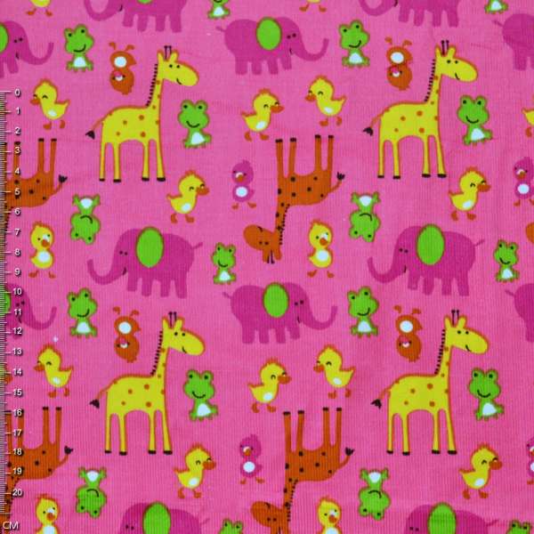 Микровельвет розовый с желтыми жирафами и утятами ш.110 оптом