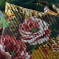 Вельвет темно зелений з бордовими трояндами, ш.150 оптом