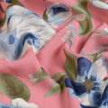 Вискоза розовая темная в сине-голубые цветы, ш.140 оптом