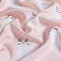 Вискоза розовая светлая, белые кошки, ш.140 оптом