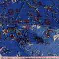 Вискоза синяя, бордовые, голубые цветы, ш.135 оптом