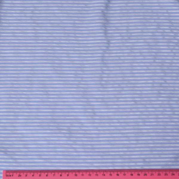 Вискоза голубая в тонкую черно-белую полоску, ш.150 оптом