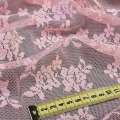 Кружевное полотно стрейч мелкие розочки розовое, ш.145 оптом