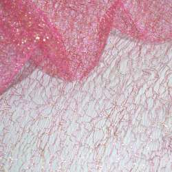 Гипюр-паутинка ярко-розовая с золотистым люрексом ш.150