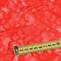 Кружевное полотно стрейч вьющиеся цветы красное, ш.150 оптом