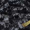 Гипюр стрейч черный с вьющимися цветами ш.150 оптом