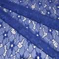 Кружевное полотно стрейч цветы синее ш.140 оптом