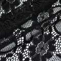Кружевное полотно стрейч черное цветы с кругами ш.155 оптом