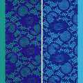 Кружевное полотно стрейч синее электрик цветы с кругами ш.150 оптом
