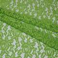 Кружевное полотно стрейч розы зеленое светлое ш.150 оптом
