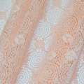 Кружевное полотно стрейч круги с цветами персиковое ш.150 оптом