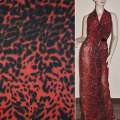 Крепдешин красно-черный принт леопард ш.150 оптом