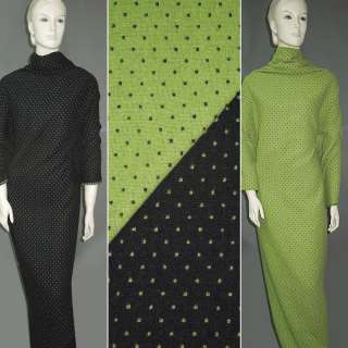 Жаккард костюмний 2-ст. зелено-чорний крапки ш.150 оптом