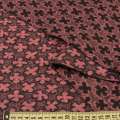 Жаккард двосторонній чорний в рожеві квіти, ш.150 оптом