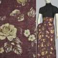 Фукра бордовая с золотыми розами ш.150 оптом