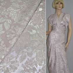 Фукра костюмна рожева з сріблястими квітами ш.156