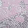 Фукра розовая с серебряными розами ш.150 оптом