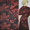 Фукра черная с красными крупными цветами ш.150 оптом
