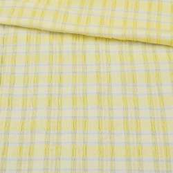 Рубашечная ткань стрейч в полоску серую, жатую, желтая, ш.130