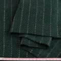 Тканина костюмна ялинка чорно-зелена з бежевою смужкою ш.147 оптом