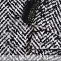 Рогожка пальтово-костюмная елочка бело-черная 5см ш.150 оптом