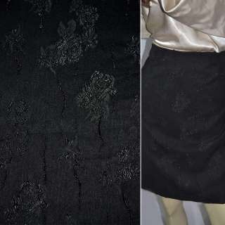 Жаккард костюмный петлевидный черный ш.140 оптом
