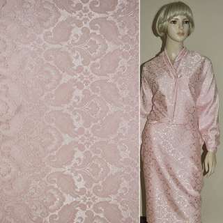Жаккард костюмный розовый с тисненым рисунком ш.150 оптом