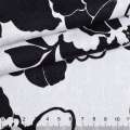 Коттон-жаккард стрейч білий в чорні квіти ш.150 оптом