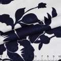 Коттон-жаккард стрейч белый в синие цветы ш.150 оптом