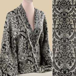 Жаккард молочно-черный вензель ш.145