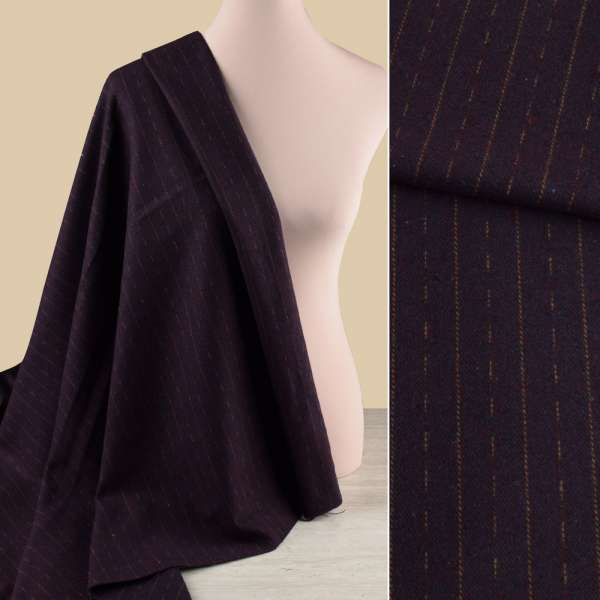 Тканина костюмна фіолетова темна в оливкові штрихи і смужки, ш.150 оптом