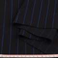 Ткань костюмная черная в синюю полоску 20мм ш.152 оптом