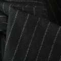 Шерсть костюмная черная в полоску двойную белую, ш.150 оптом