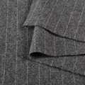 Шерсть костюмная серая в полоску узкую белую, ш.150 оптом