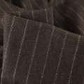 Шерсть костюмна коричнева в смужку подвійну білу, ш.150 оптом
