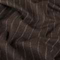 Шерсть костюмная коричневая в полоску двойную белую, ш.150 оптом