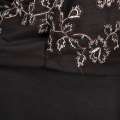 Ткань костюмная черная с вышитыми зигзагом белыми веточками, ш.150 оптом