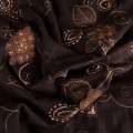 Тканина костюмна коричнева з бежевою вишивкою і замшевими аплікаціями, ш.150 оптом