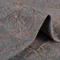 Тканина костюмна темно-сіра з вишивкою і світло-коричневим малюнком ш.150 оптом