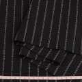 Ткань костюмная с шерстью черная в двойную белую полоску ш.153 оптом