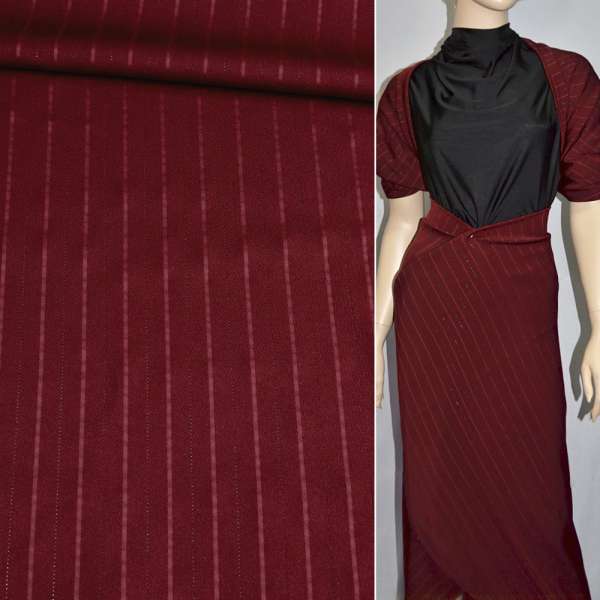 Ткань костюмная бордовая в полоску с люрексом ш.150 оптом