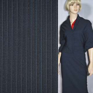 Ткань костюмная темно-синяя в полоску с люрексом ш.152 оптом