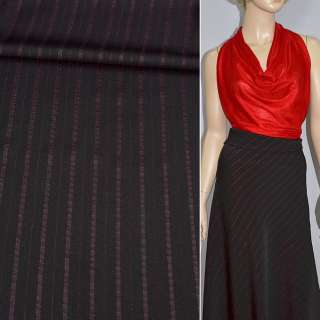 Ткань костюмная бордовая темная в широкую полоску с люрексом ш.152 оптом